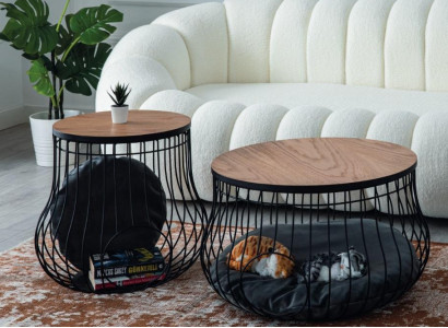 Luxury Set of 2x Coffee Table Table Round Tables Cat House Design Furniture Living room